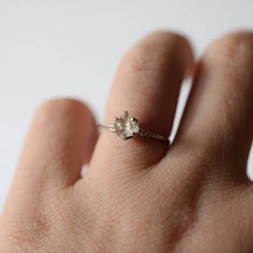 Dainty rings for women Raw Diamond Engagement Ring Rough anniversary ring